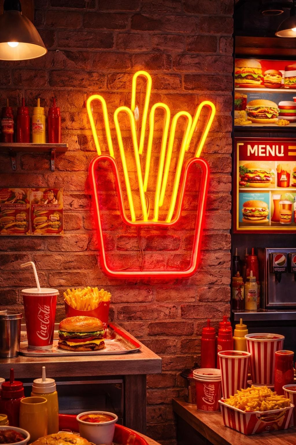 Burgers Fries & Vibes Neon Sign