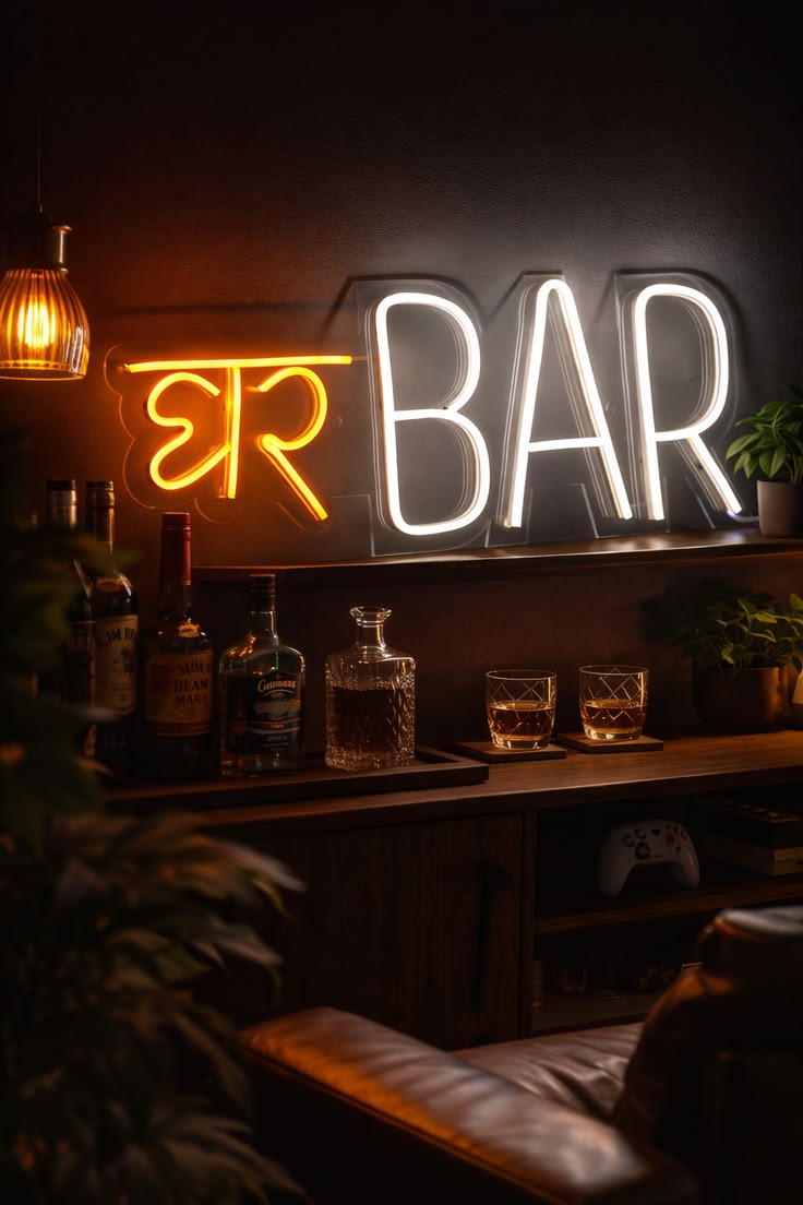Ghar Bar Neon Light Sign