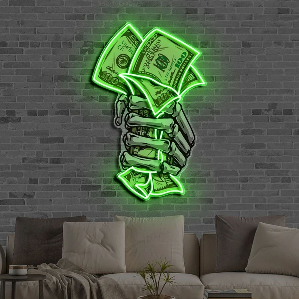 Hustle Hard Cash Grab Neon Art