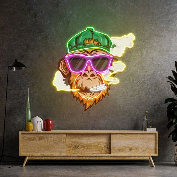 The OG Smoking Ape Street Swag Neon Art