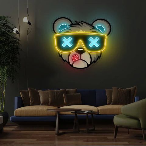 Cool Swag Bear UV Print Neon Art