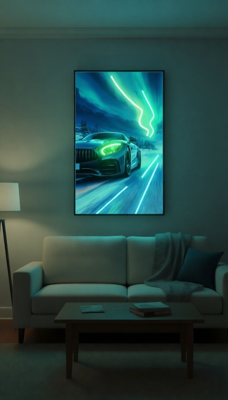 Aurora Drive Sports Car Neon Art
