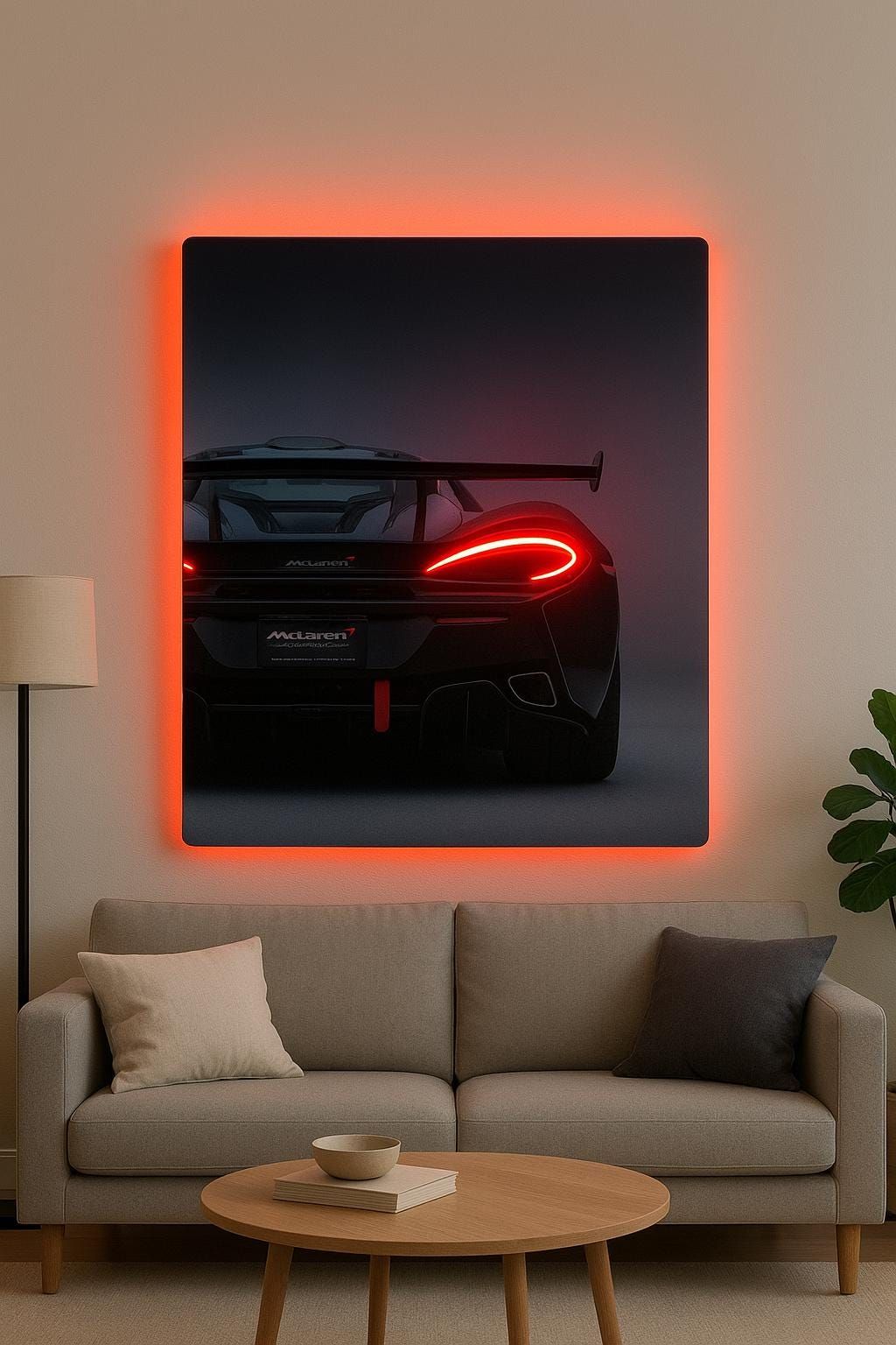 McLaren Supercar Red Tail Light Neon Art
