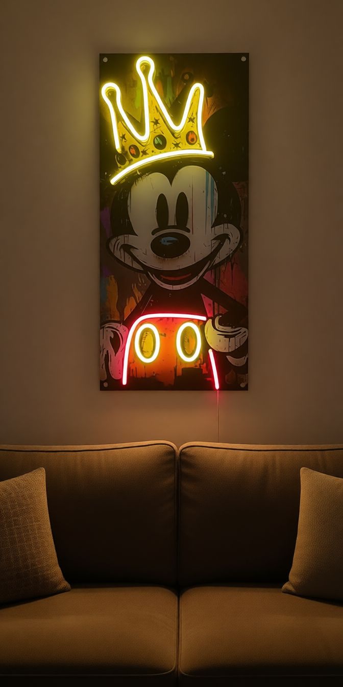 Iconic Crowned Mickey Hybrid Neon Art