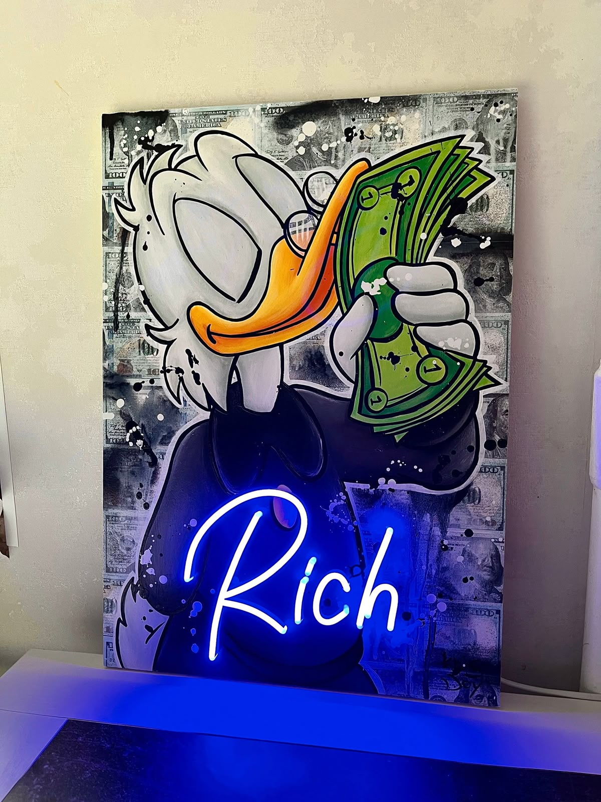 Scrooge McDuck Rich Dreams Canvas Neon Art
