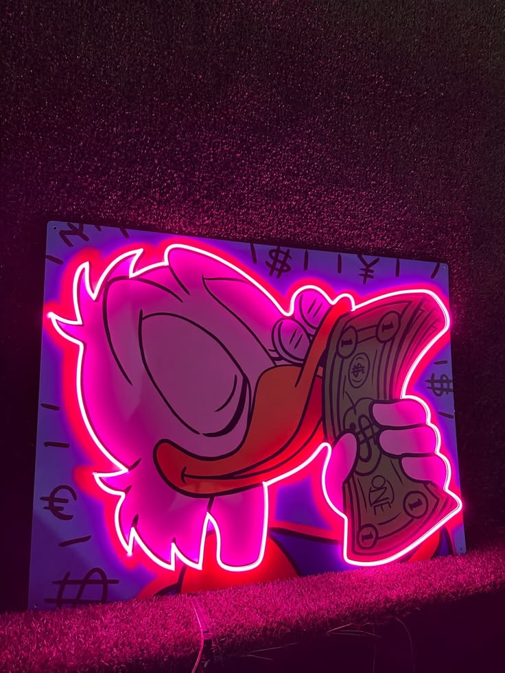Millionaire Duck Money Stack Neon Art