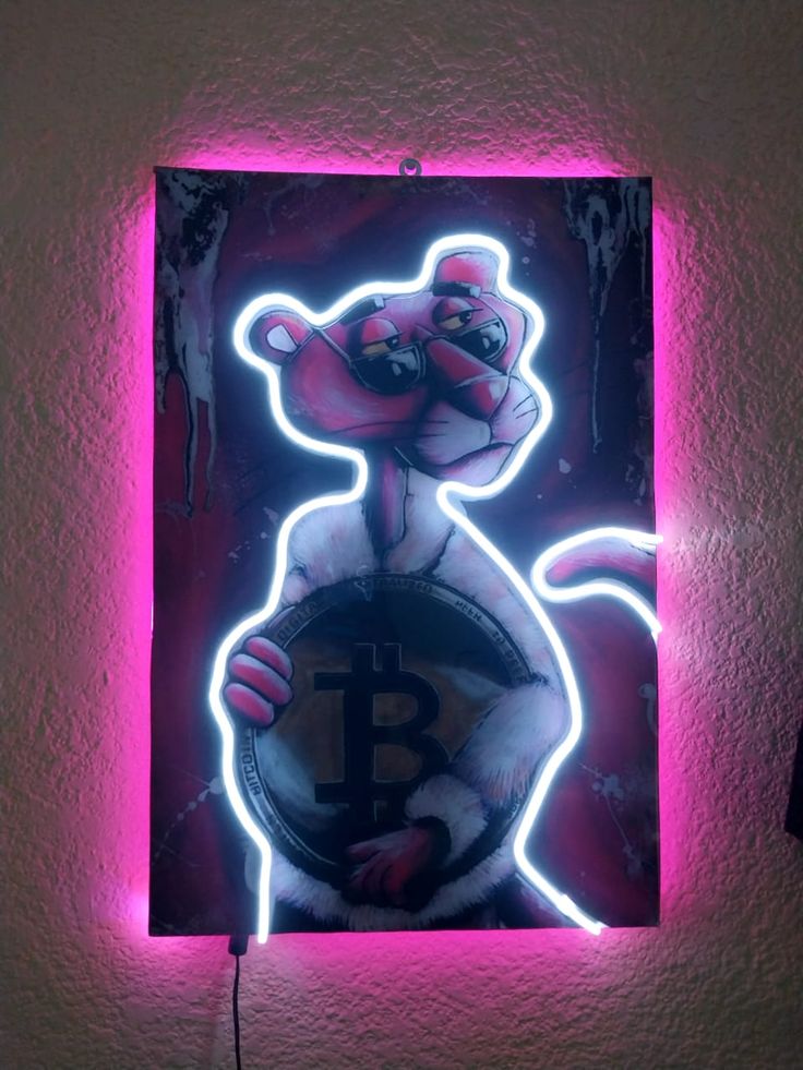 Bitcoin Panther Millionaire Luxe Neon Art
