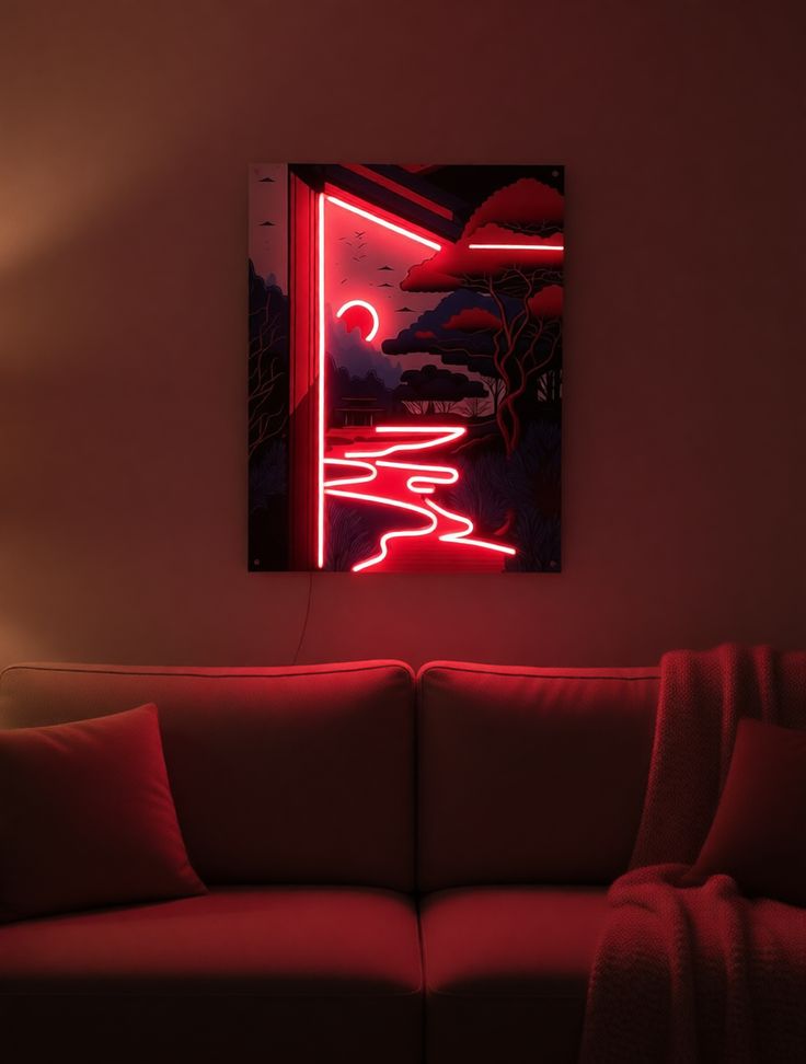 Crimson Horizon Gateway Neon Art