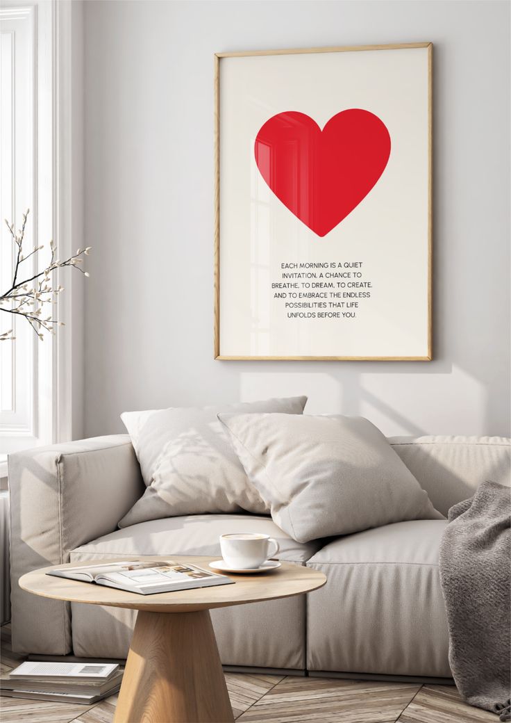 Red Heart Morning Invitation Canvas Painting