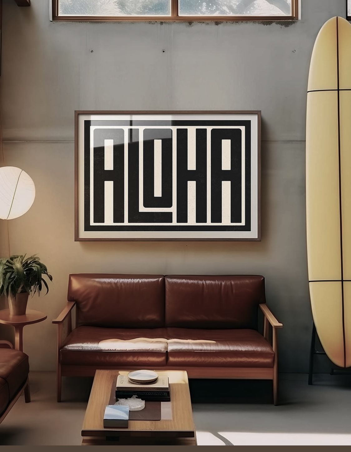 Bold Aloha Typographic Monochrome Canvas Painting