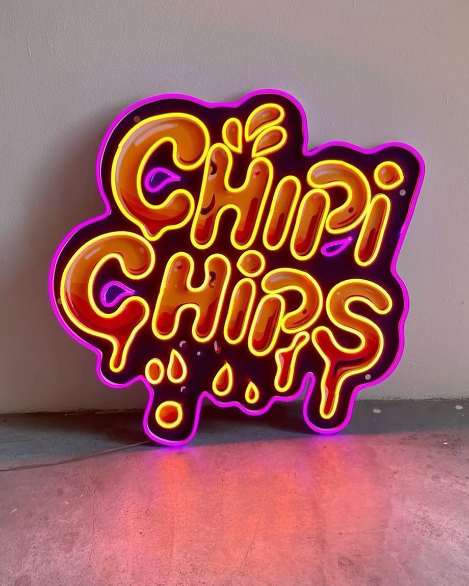 Chipi Chips Playful Drip Neon Sign