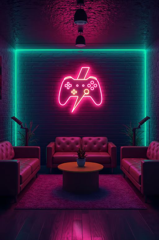 Electric Game Controller Level Up Neon Sign