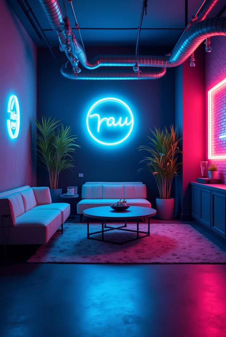 Raw Vibe Circular Blue Neon Sign