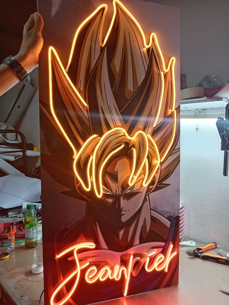 Super Saiyan Goku Personalized Glow Neon Art
