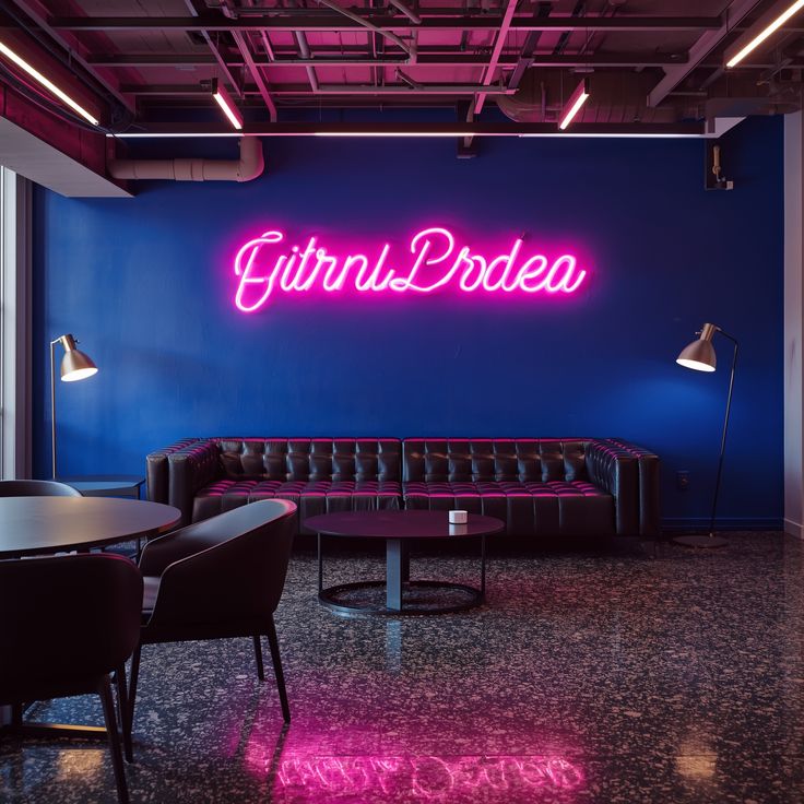 Vibrant Cursive Brand Name Neon Sign