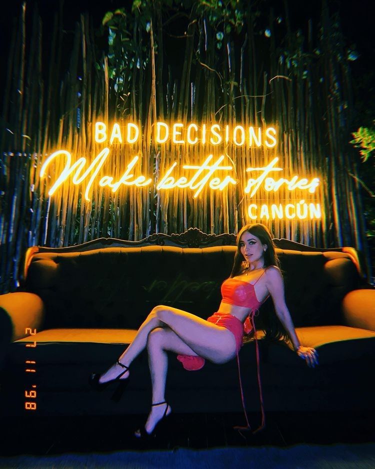 Bad Decisions Make Better Stories Cancun Neon Sign