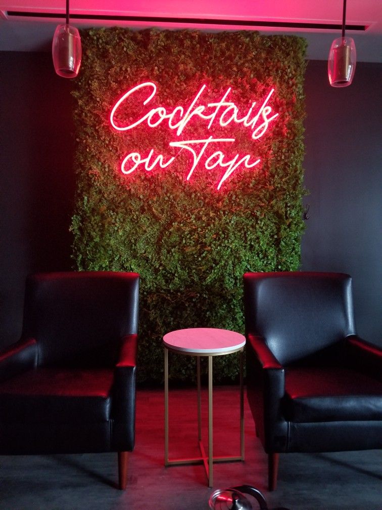 Cocktails on Top Vibrant Red Neon Sign