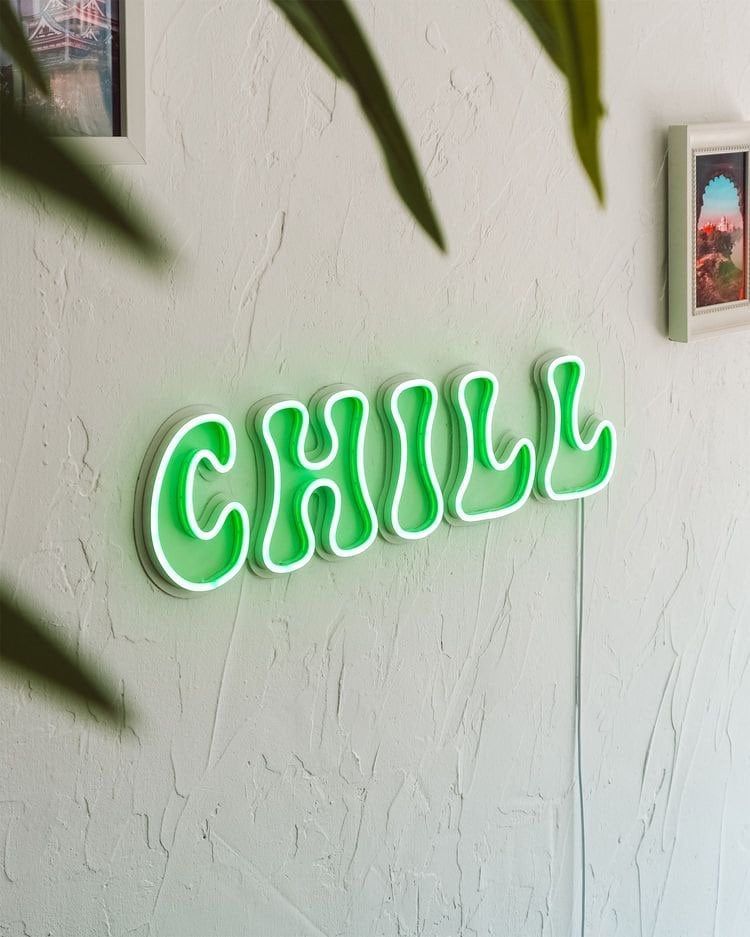 Bubbly Green CHILL Vibe Neon Sign