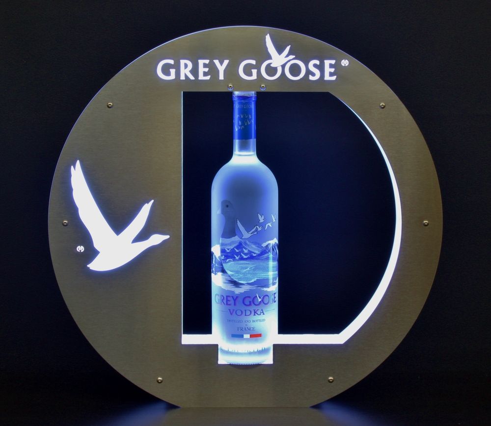 Premium Grey Goose Bottle Display Stand Neon Art