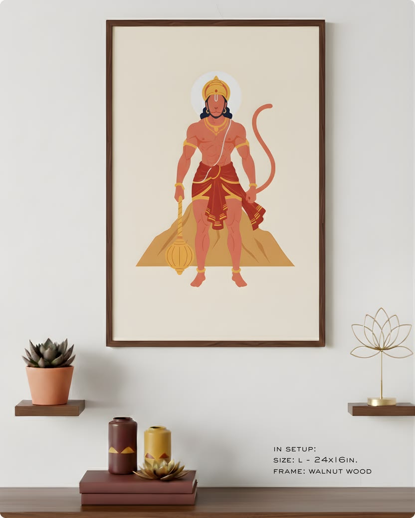 Divine Strength Hanuman Canvas Painting