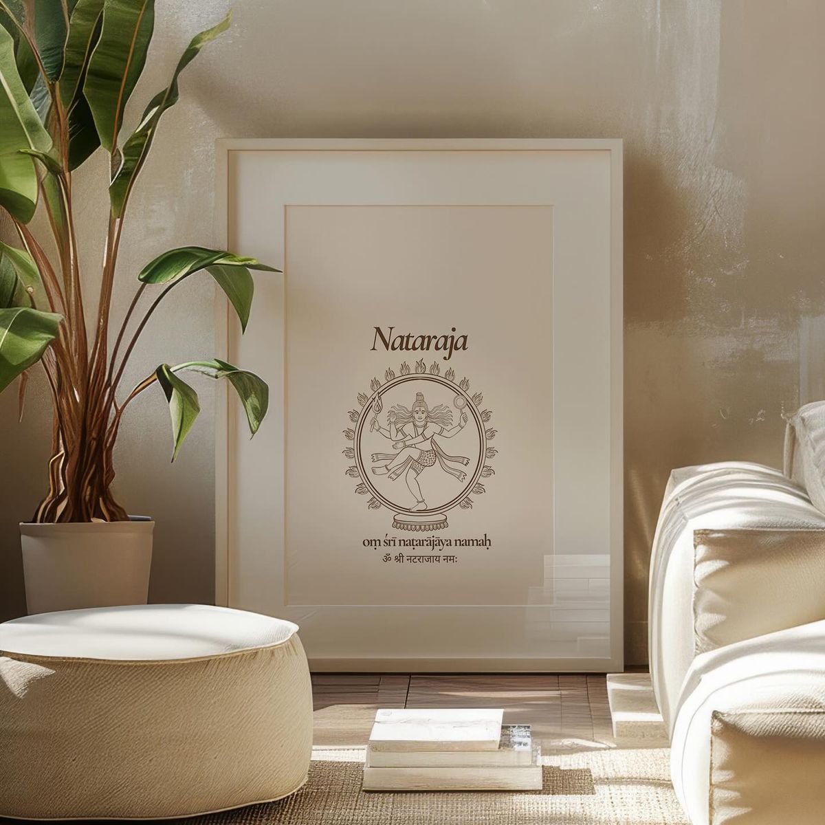 Divine Nataraja with Om Sri Namah Canvas Painting