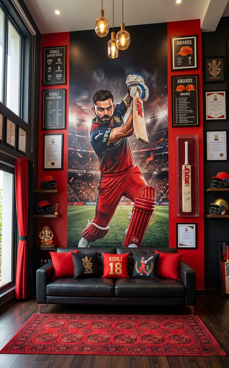 Dynamic Virat Kohli Cricket Hero Canvas Painting