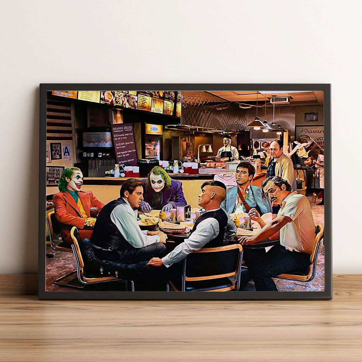 Legendary Villains Diner Gathering Canvas Painting
